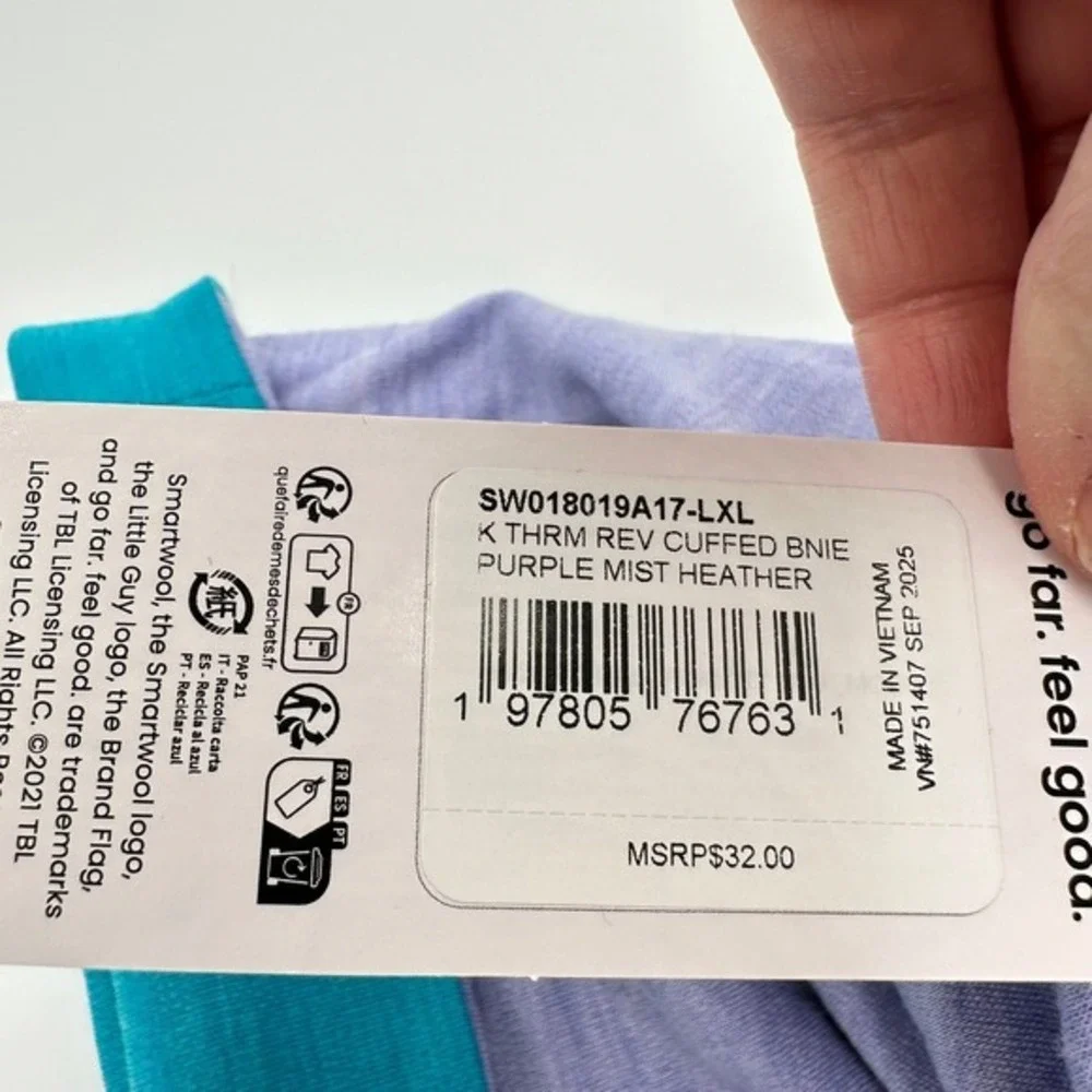 Smartwool Kids Thermal Reversible Cuffed Beanie‎ Purple Mist Heather SW018019A17